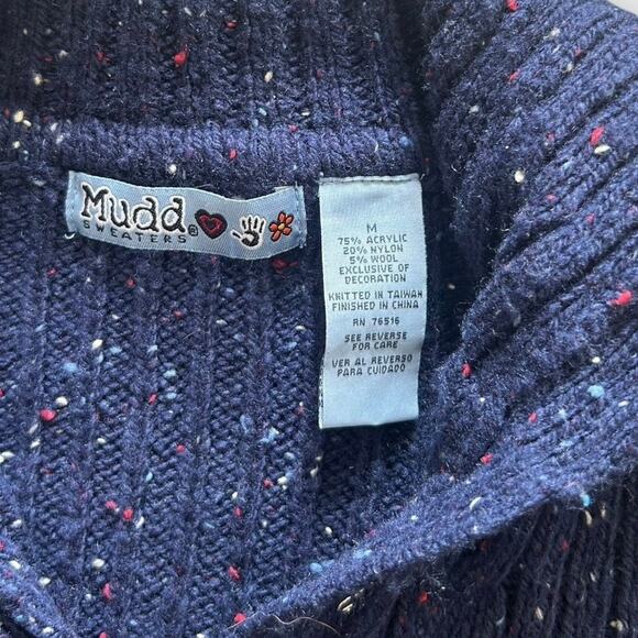 Vintage Y2K Mudd Ribbed Sweater Juniors sz M Navy Blue V-neck Pullover Preppy - Picture 5 of 8